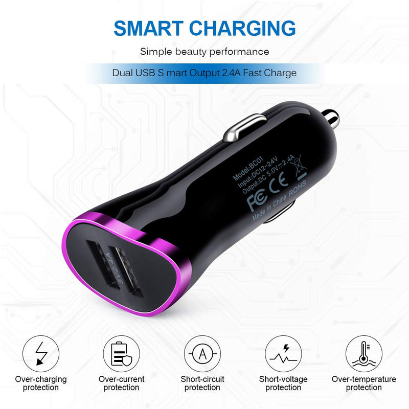 [Australia - AusPower] - AndHot USB Charging Block Android Car Charger+2PC Micro USB Cable 6ft Replacement for Samsung Galaxy S7 S6 Plus/Edge/Active, J3 J7 Prime/Star/Sky Pro, Note5, LG Stylo 3/2 G3 G4 K30 K20, Moto E5 E6 G5 Black Purple 