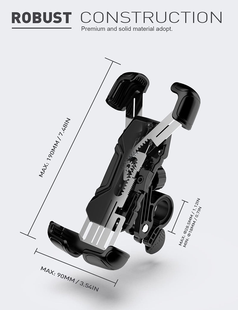[Australia - AusPower] - Phone Mount Holder for Bike & Motorcycle - Tryone Mountain Bicycle Universal Handlebar Cell Phones Device Mounts Compatible with iPhone 12 Pro Max X 8 Plus | Samsung S21 or Other 4.7-6.8inch Cellphone 