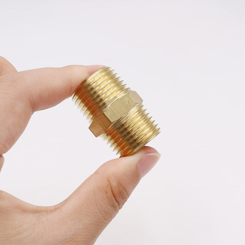 [Australia - AusPower] - Tnuocke 3pcs 1/2 NPT Male x 1/2 NPT Male Solid Brass Nipple Pipe Fittings,Heavy Hex Straight Connector Adapter H-041-1/2 NPT-1/2 NPT 1/2 NPT x 1/2 NPT 