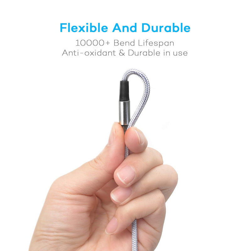 [Australia - AusPower] - Multi Charging Cable, Multi USB Cable 3A 4FT USB Charging Cable Nylon Braided Universal 4in1 Multi Charger Cable Adapter Type-C/Micro USB Port,Compatible with Cell Phones and More (Silver, 2Pack) 