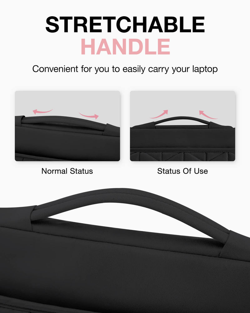 [Australia - AusPower] - BAGSMART 15-16 inch Laptop Sleeve with Handle, Puffy Padded Laptop Case Bag, Portable MacBook Case Sleeve Fitted with MacBook Air 15.6 inch, MacBook pro 16 inch, Computer Sleeve Fitted with Dell,HP With Accessories-Black 