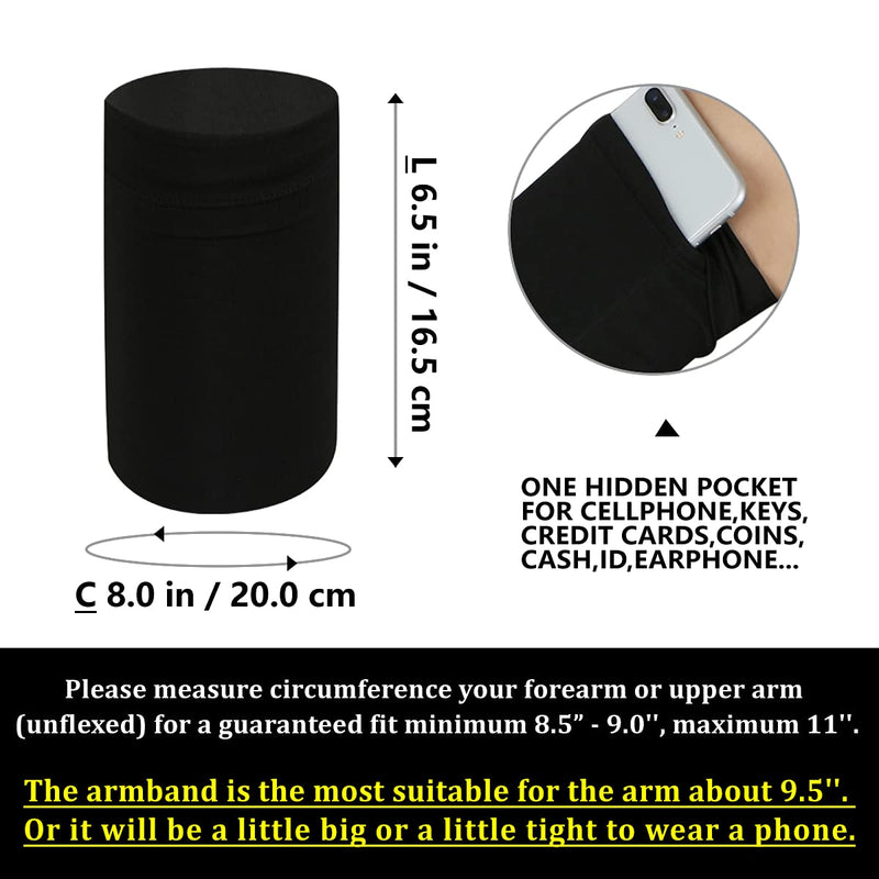 [Australia - AusPower] - XSmall Cell Phone Fitness/Workouts/Gym/Exercise/Working Out/Training/Marathon Running/Walking/Skating/Riding/Cycling/Gardening Armband Wristband Band Pouch Sleeve Belt for Women Men Thin Arm - Black XSmall: Armband Circumference 8.0 in Black - XSmall 