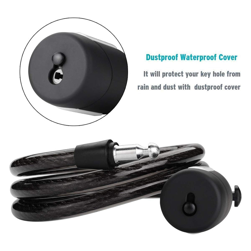 [Australia - AusPower] - Titanker Bike Lock, Bike Locks Cable Lock Coiled Secure Keys Bike Cable Lock with Mounting Bracket, 1/2 Inch Diameter 4 FT Clear Black 
