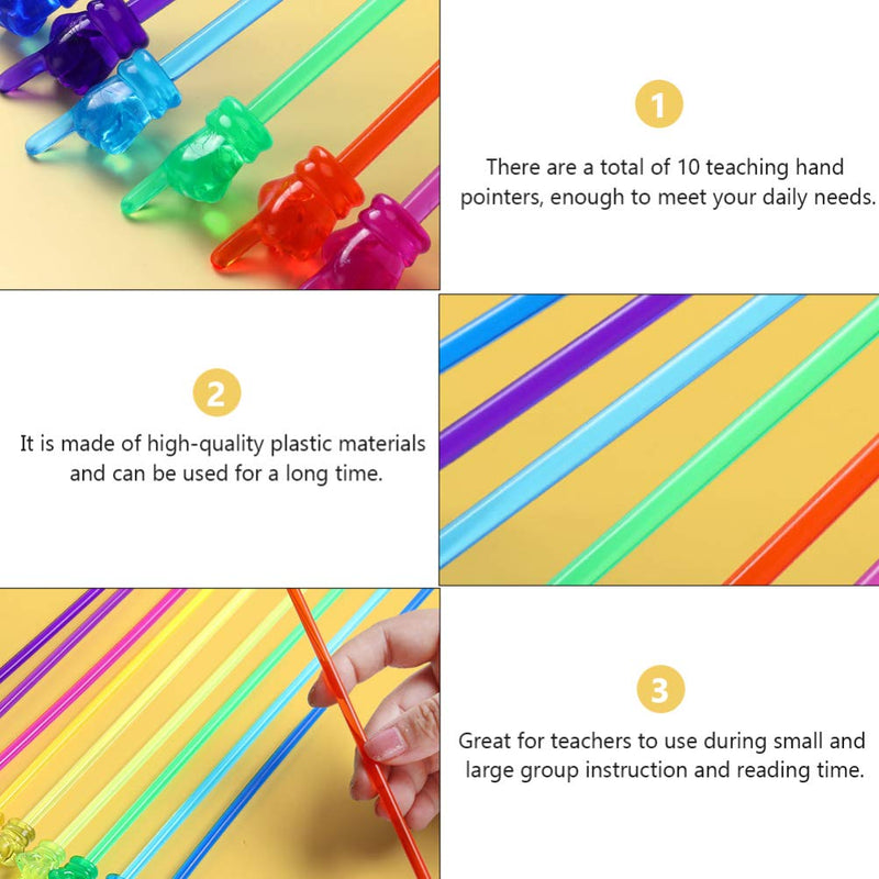 [Australia - AusPower] - Kisangel 10Pcs Mini Hand Pointers Resin Colorful Hand Patterned Pointers Stick Classroom Teaching Accessories for Children Toddler Kids Mixed Color 