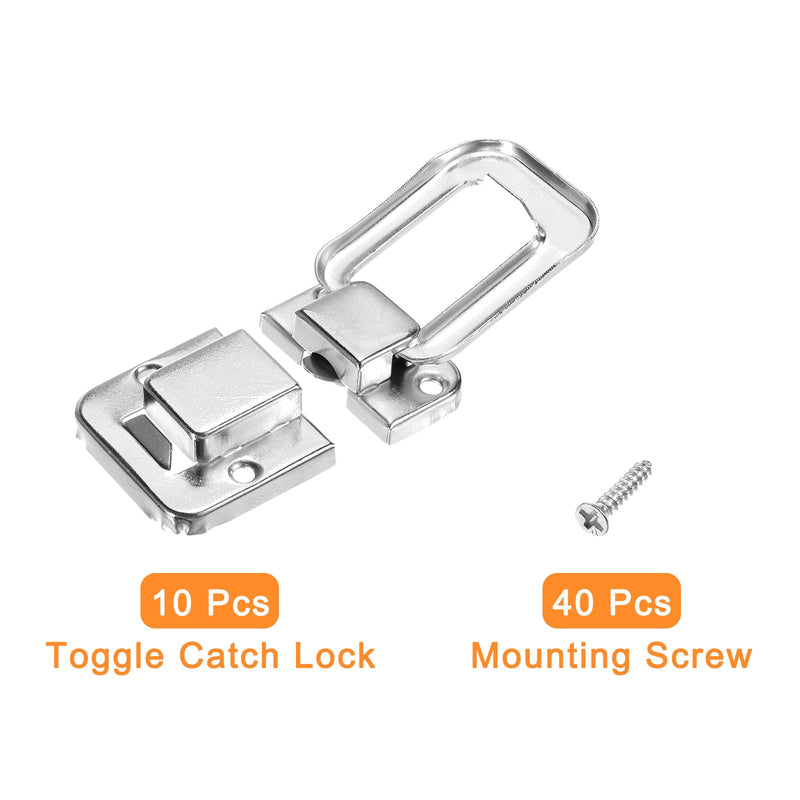 [Australia - AusPower] - uxcell 10Pcs Toggle Catch Lock, 1.89" x 1.26" (LxW) Iron Hasp Lock Latch Clasp for Jewelry Box Wooden Case Toolbox, Silver 