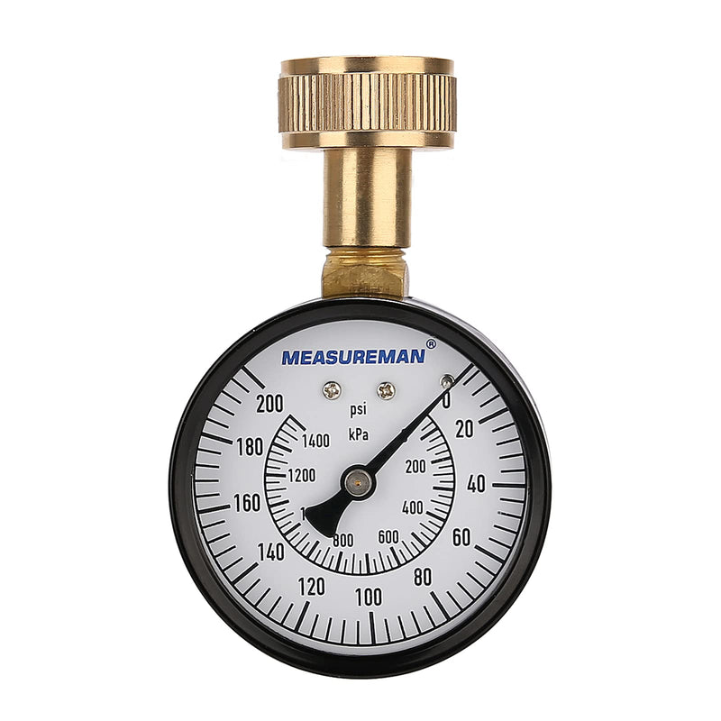 [Australia - AusPower] - Measureman 2-1/2" Water Pressure Test Gauge, 3/4" Female Hose Thread, 0-200 psi/kpa Dry Test Gauge 