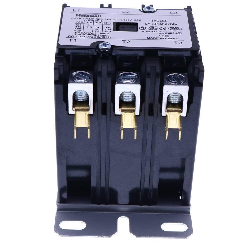 [Australia - AusPower] - Holdwell SA-3P-40A-24V 3 Pole 40 Amp 24V Coil Definite Purpose Air Conditioner Contactor 