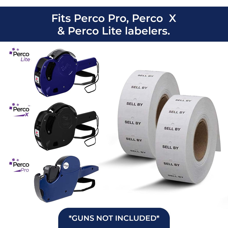 [Australia - AusPower] - Perco "Sell by" 1 Line Labels - 1 Sleeve, 8,000 Sell by Labels for Perco 1 Line Date Guns 1- Sleeve White 