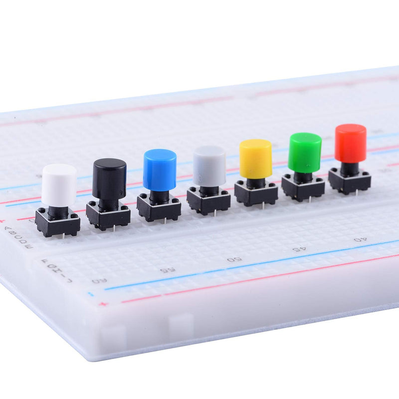 [Australia - AusPower] - Cylewet 70Pcs 6×6×8mm Momentary Tactile Tact Push Button Switch with Button Caps of 7 Color for Breadboard Arduino (Pack of 70) CYT1115 