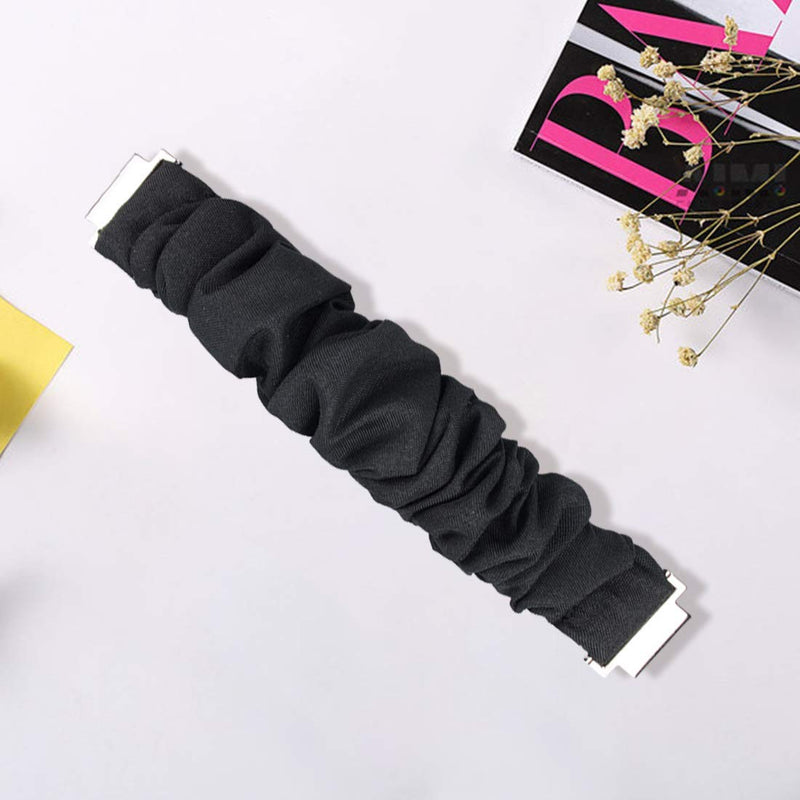 [Australia - AusPower] - Compatible for Amazfit Bip U Band, YOUkei Fabric Elastic Scrunchie Elastic Women Cute Replacement Straps Compatible for Amazfit Bip U Smartwatch (Black) Black 