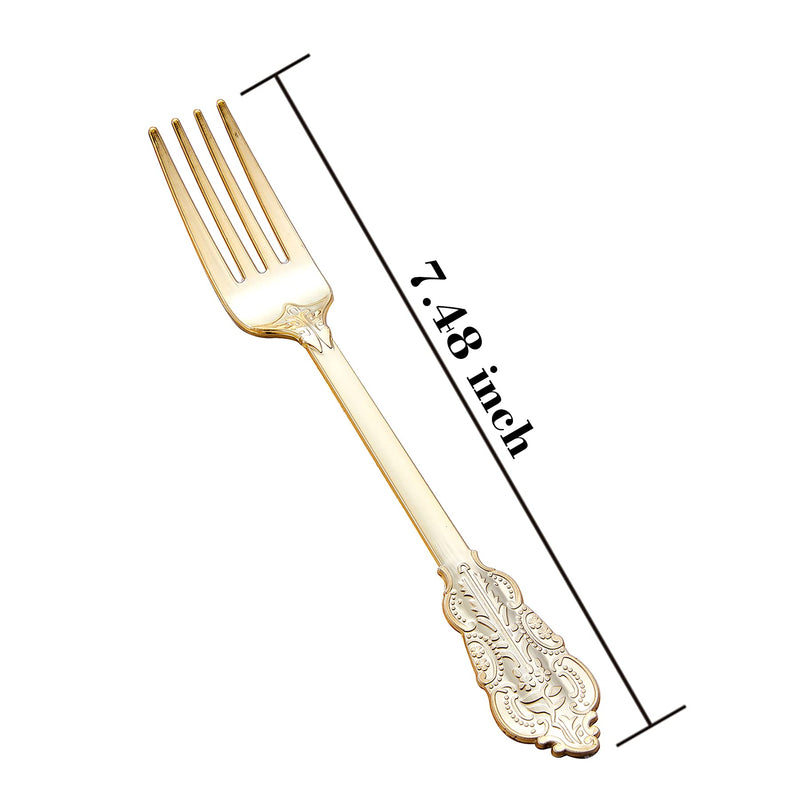 [Australia - AusPower] - N9R 100Pcs Gold Plastic Forks, Solid, Durable and Heavy Duty Plastic Forks, Perfect Utensils for Parties, Weddings 