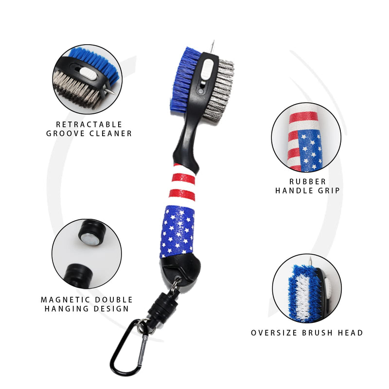 [Australia - AusPower] - Golf Club Brush and Groove Cleaner Golf Cleaning kit with Golf Towels for Golf Bags for Men Magnet for Strong Hold to Golf Carts or Clubs 