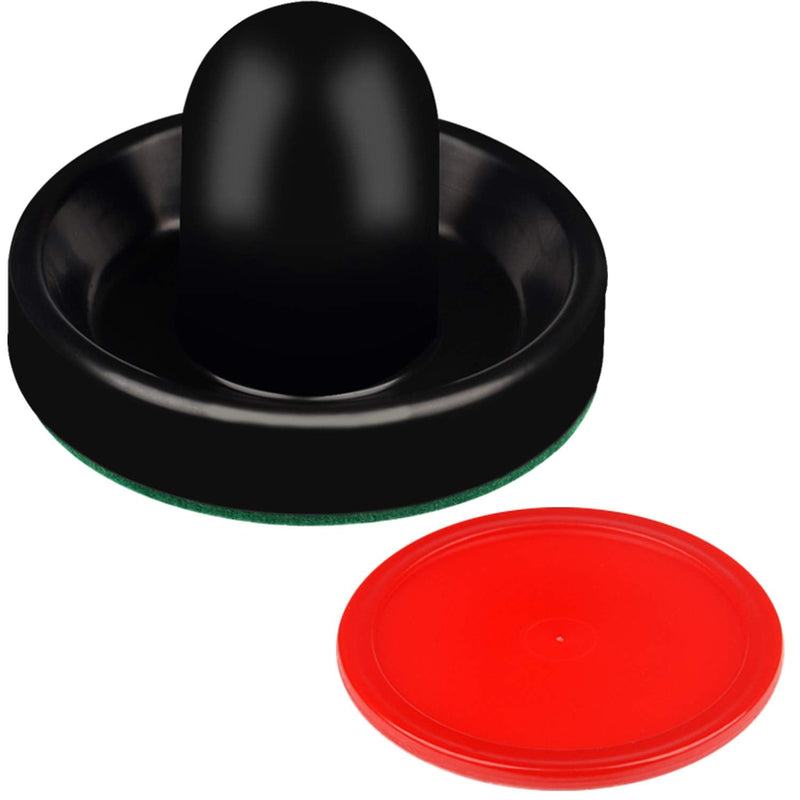 [Australia - AusPower] - ONE250 Air Hockey Pushers and Red Air Hockey Pucks, Goal Handles Paddles Replacement Accessories for Game Tables (4 Striker, 4 Puck Pack) Black 