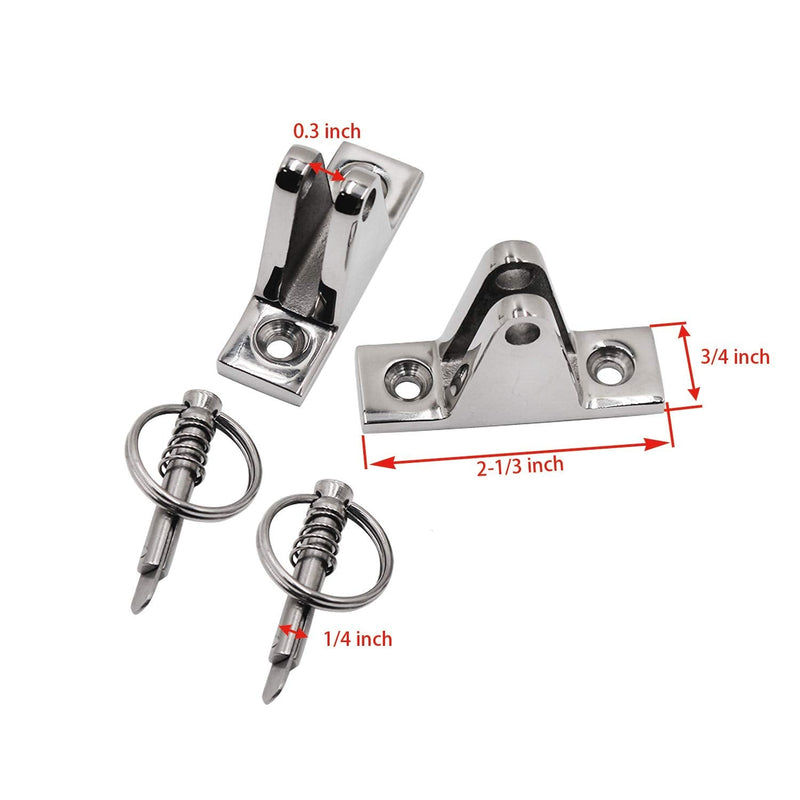 [Australia - AusPower] - SHENGHUISS 2 Pack Bimini Top 90° Deck Hinge Stainless Steel 316 Deck Marine Flat Mount Hardware with Removable Pin and Installation Screws 