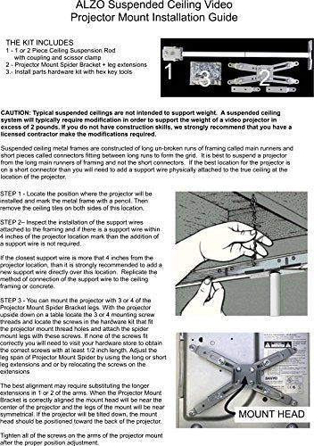[Australia - AusPower] - ALZO Suspended Drop Ceiling Video Projector Mount with Scissor Clamp for T-Bar Attachment 