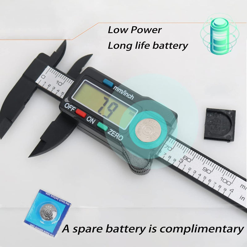 [Australia - AusPower] - Electronic digital calipers, LCD screen displays 0-6"caliper measuring tool, automatic shutdown, inch and millimeter conversion, suitable for jewelry measurement and 3D printing 