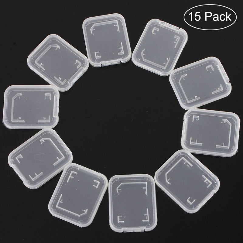 [Australia - AusPower] - NUOMI 15Pcs SD/SDHC Memory Card Case Holder, Standard SD Plastic Storage Boxes, Clear Compact 