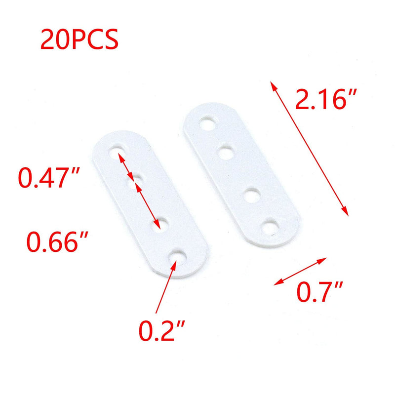 [Australia - AusPower] - T Tulead White Straight Brackets Iron Flat Bracket Mending Plate Furniture Brace 2.16"x0.7" Repair Fixing Joint Pack of 20 with Mounting Screws White, 2.16"x0.7"x0.06", 20pcs 