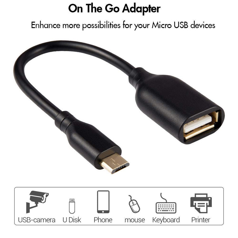 [Australia - AusPower] - OTG Cable for Android Male Micro USB to USB A-Female, EVISTR USB 2.0 Cell Phone OTG Cable 6inch On The Go Adaptor for Samsung Sony, Android Smartphone Tablet 