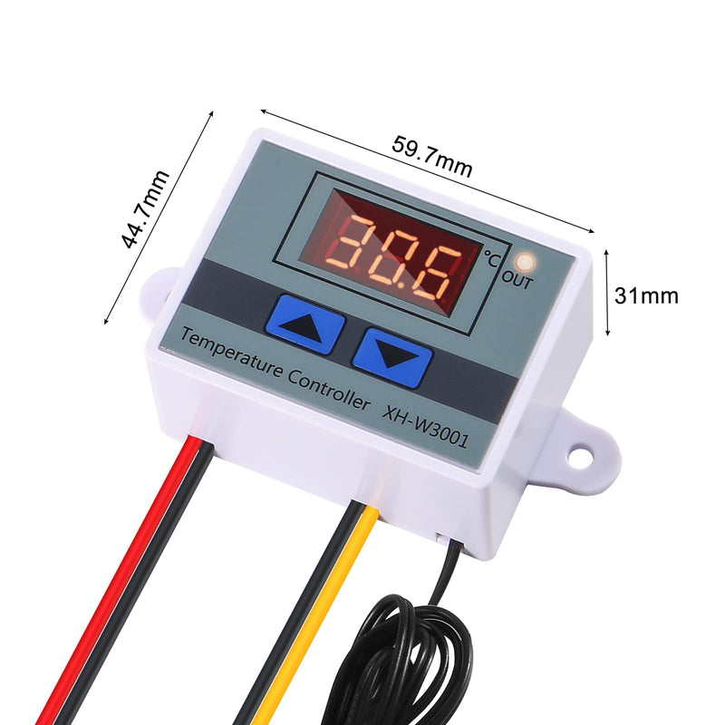 [Australia - AusPower] - Alinan 2pcs 220V XH-W3001 Digital LED Temperature Controller Mini Thermostat Switch with Waterproof NTC 10K Thermistor Sensor Temperature Probe, -50℃ to 110℃ Heating/Cooling Temperature Control 2 