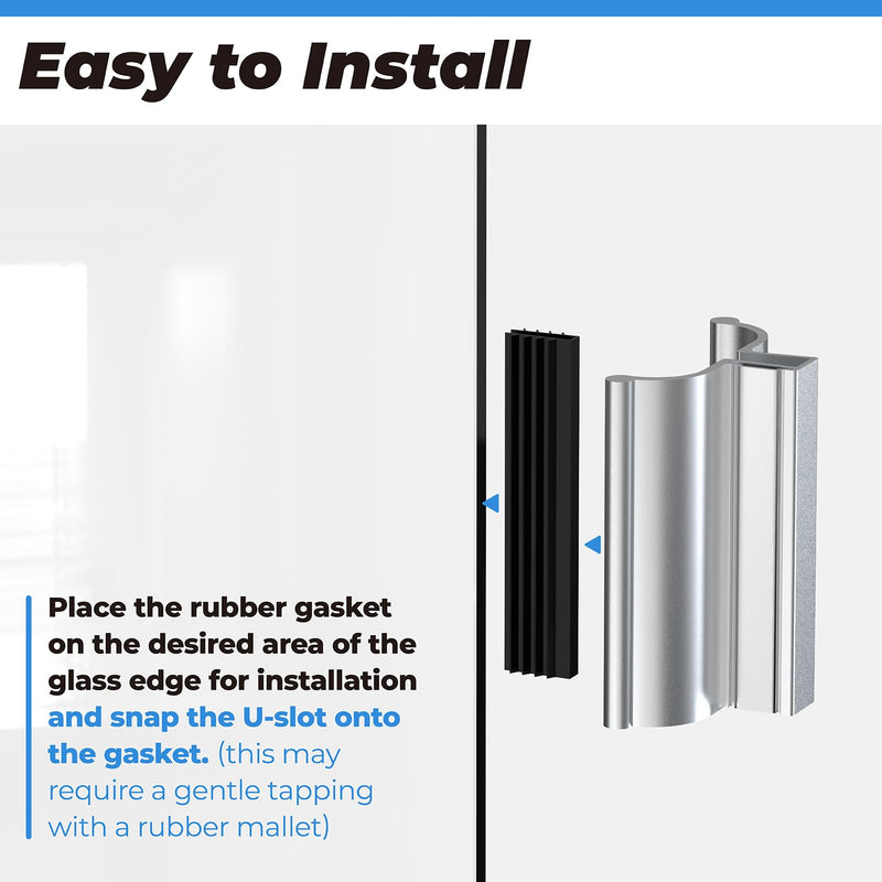 [Australia - AusPower] - Shower Door Magnet 3" Chrome Frameless Shower Door Handle with Metal Strike and Magnet for 1/8" 5/32" 3/16" and 1/4" Thick Swing Glass Shower Doors, Shower Door Handle, Shower Door Strike Jamb 