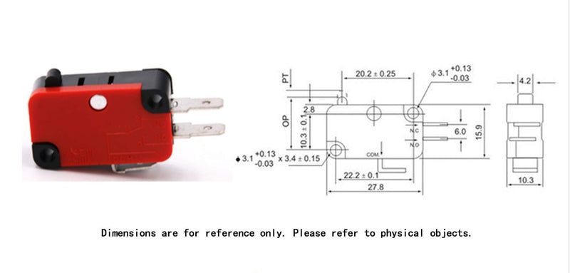 [Australia - AusPower] - RuoFeng 10Pcs 125V/250V 15A Microwave Oven Door Arcade Cherry Button SPDT 1 NO 1 NC Micro Switch V-15-1C25 Limit Switch 