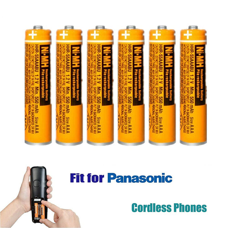 [Australia - AusPower] - pyanz AAA Nimh Rechargeable Batteries， 6Packs 1.2V 550mAh HHR-55AAABU AAA Battery Replacement for Panasonic Home Cordless Phones and Other Fit for AAA Battery Device 6 Pack 