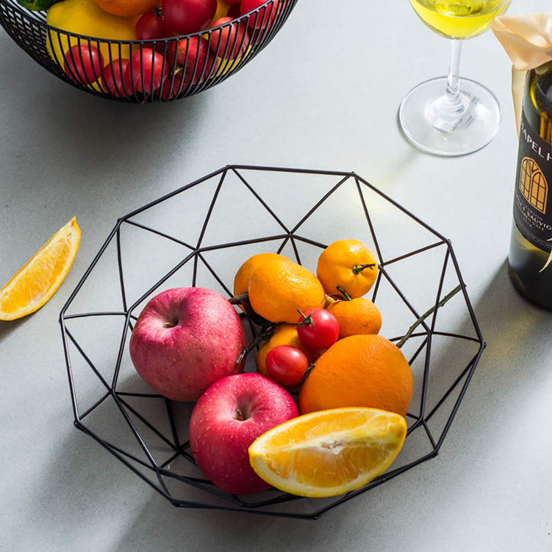 [Australia - AusPower] - Teetookea Metal Wire Fruit Bowl, Iron Arts Fruit Storage Baskets for Kitchen Counter, Countertop, Home Decor, Table Centerpiece Decorative hold Vegetables, Bread, Snacks, Potpourris Black 