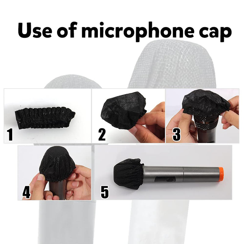 [Australia - AusPower] - 200 Pcs Disposable Microphone Cover, Non-woven Handheld Microphone Windscreen with Elastic Band, Clean and No-odor Mic Covers for KTV, Interview, Recording Studio, Performance, Speech (Black) Black 