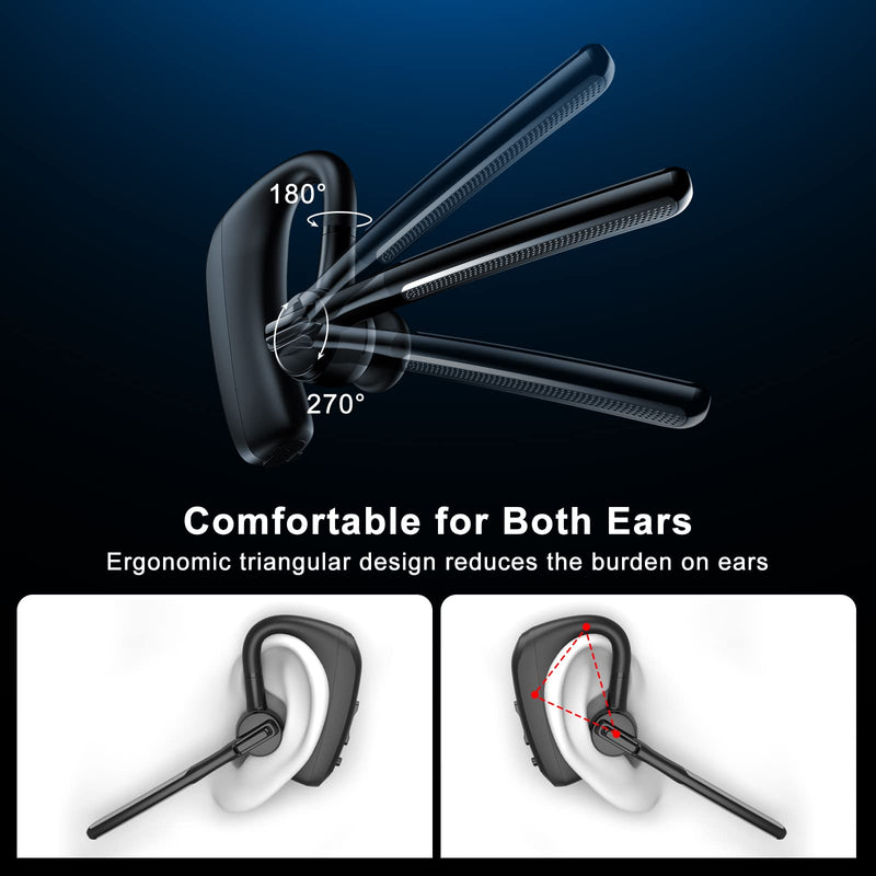 [Australia - AusPower] - emotal Bluetooth Headset Dual-Mic ENC +CVC 8.0 Noise Cancelling Aptx HD HiFi Stereo15Hours HD Talktime 200Hours Standby Bluetooth Earpiece Compatible for iOS/Android Cellphone with Storage Case EM-U8 