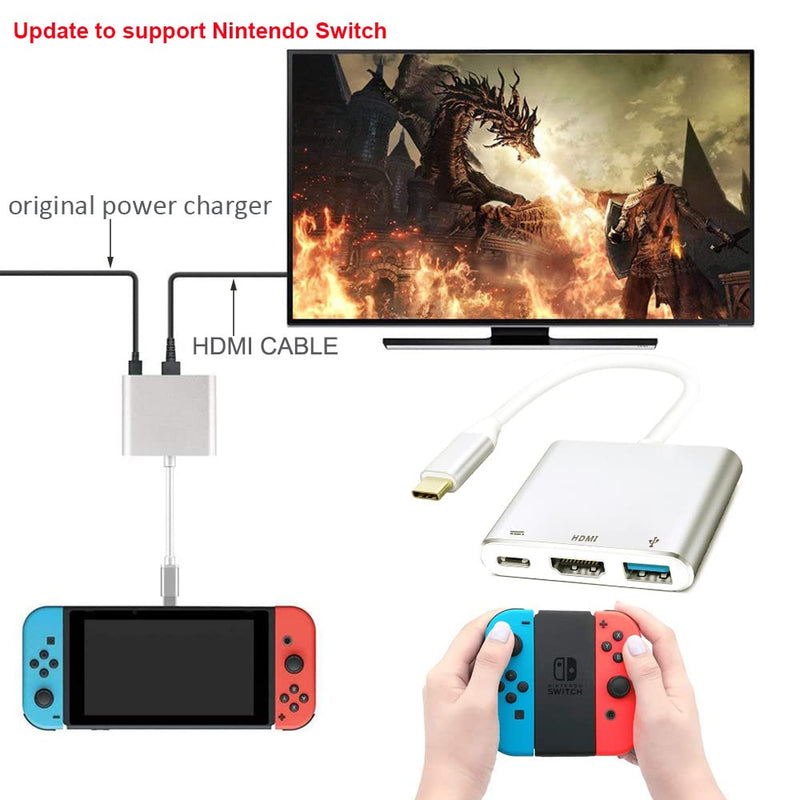 [Australia - AusPower] - USB C to HDMI Adapter, QCEs USB-C Multiport Hub with PD Charger 4K Portable Dock Compatible with Samsung Dex Station Galaxy S20 S10 S10+ S9 S8 Plus Note 10/9 Tab S4 MacBook Pro/Air 2019 iPad Pro 