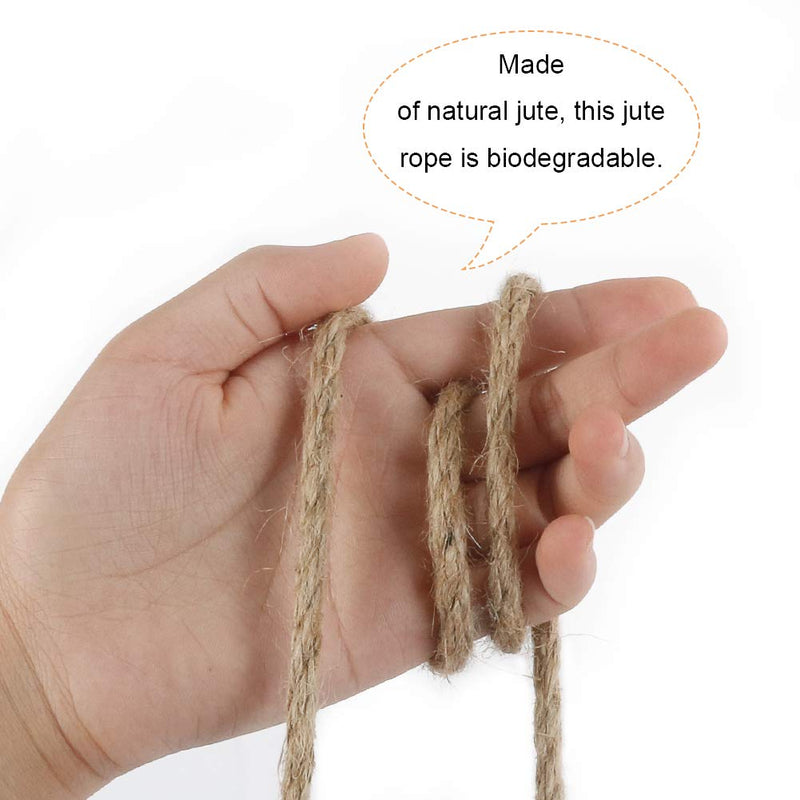[Australia - AusPower] - Tenn Well 6mm Jute Rope, 66 Feet Strong and Thick Twine Rope for Crafting, Gardening, Packing and Home Decor 6MM x 66FT 