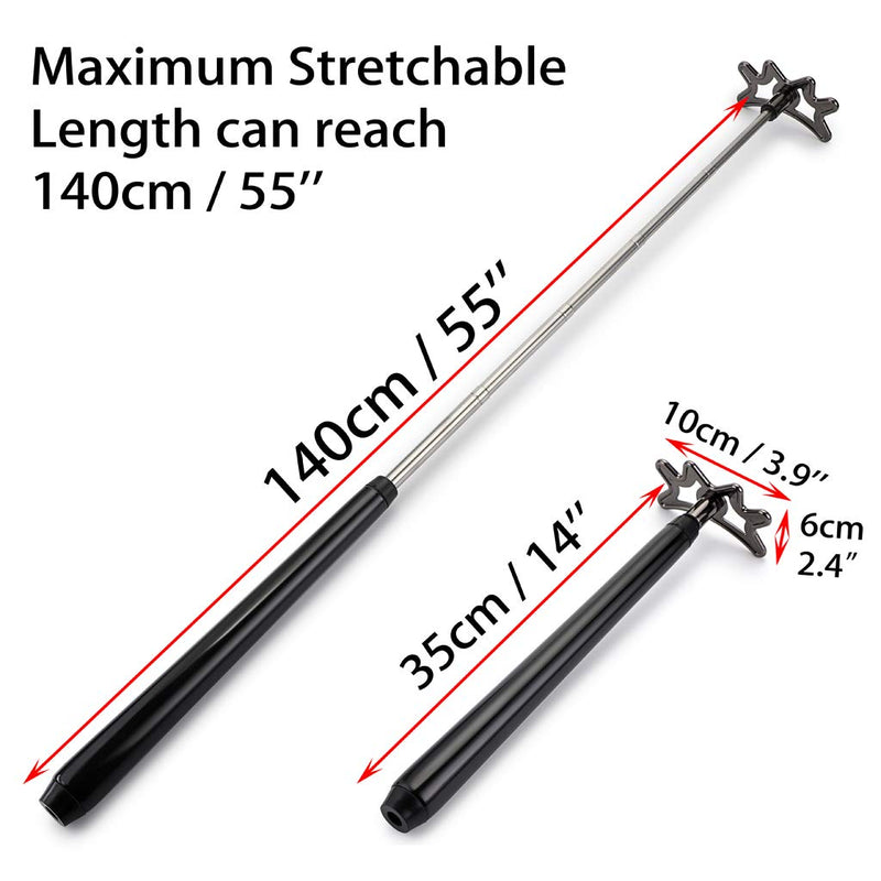 [Australia - AusPower] - OwnMy Retractable Billiards Bridge Stick with Removable Bridge Head and Wood Handle, Pool Stick Length extends up to 35CM - 140CM, Billiards Pool Cue Accessory 