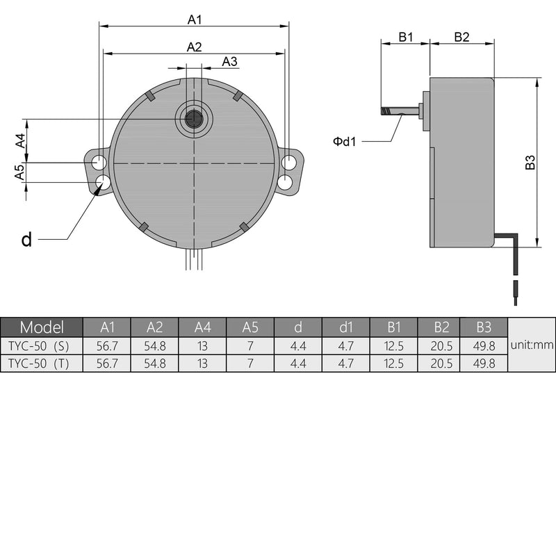 [Australia - AusPower] - Fielect 1Pcs Synchronous Motor Turntable Motor CW/CCW Direction 4W Frequency 8-10RPM TYC-50 Horizontal Hole Tapping Shaft AC 110V 