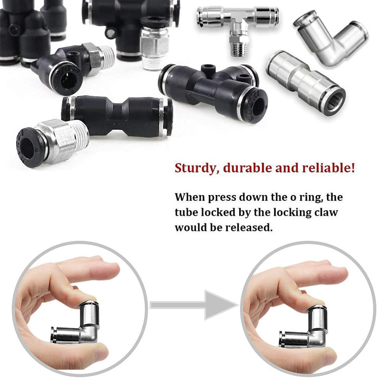 [Australia - AusPower] - Beduan Push to Connect Tube Fitting Union Tee, Copper Nickle-Plated 3/8" Tube OD x 1/4" NPT Male Thread Shaped Union Adapter Fitting (Pack of 5) 3/8"OD x 1/4"NPT 