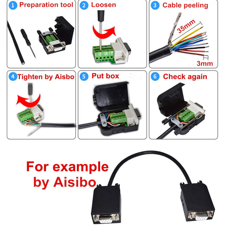 [Australia - AusPower] - Connector DB9 RS232 D-SUB Female Adapter Serial 9 Pin Port DB9 COB Breakout Terminal Connector Signal Module with Case (Female Connector + Nut) Female Connector + Nut 
