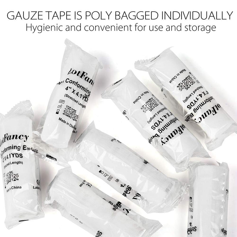 [Australia - AusPower] - LotFancy Gauze Bandage Roll, 36-Count Gauze Wrap, 4" x 4 Yards Stretched Gauze Roll, Conforming Gauze Rolls, Medical Wound Care Supplies for First Aid 36 Count (Pack of 1) 