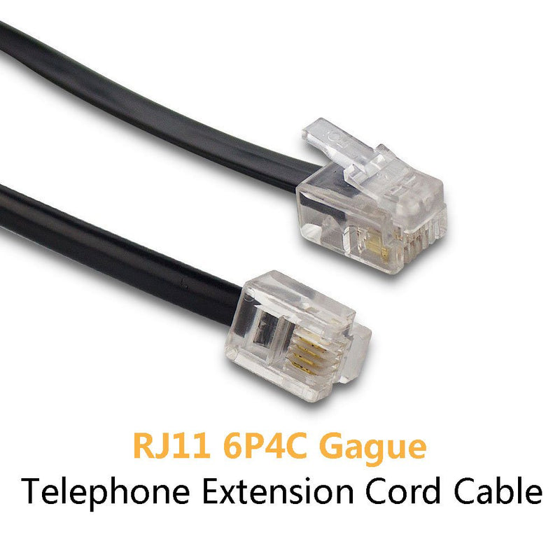 [Australia - AusPower] - Uvital 33 Feet Telephone Landline Extension Cord Cable Line Wire with Standard RJ-11 6P4C Plugs(10M,1Pack) (Black) Black 