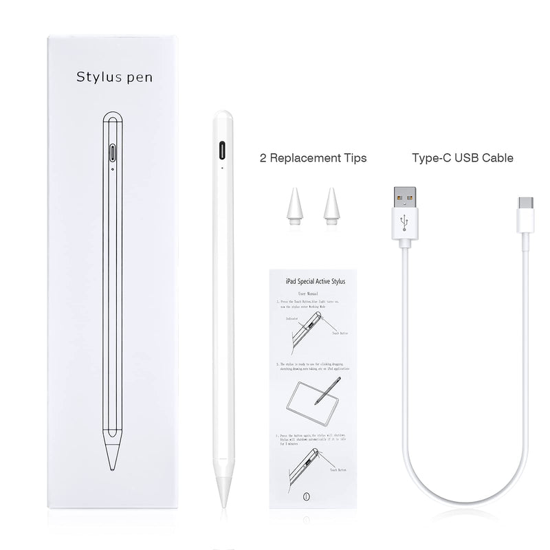 [Australia - AusPower] - MATEPROX Stylus Pen for iPad,3rd gen Palm Rejection,Active Stylus Pencil for Apple iPad Pro 11/12.9",iPad 6th/7th Gen,iPad Mini 5th Gen,iPad Air 3rd Gen,Precise for Writing/Drawing/Sketching (White) White 