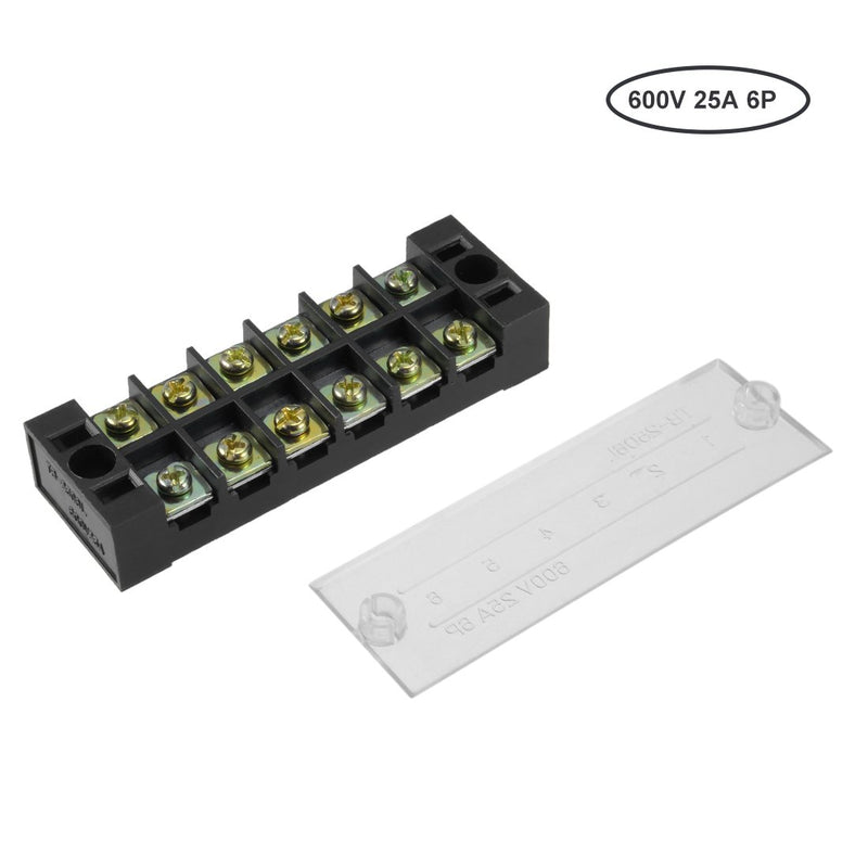 [Australia - AusPower] - uxcell 2 Pcs Dual Rows 6 Positions 600V 25A Cable Barrier Block Terminal Strip TB-2506L 