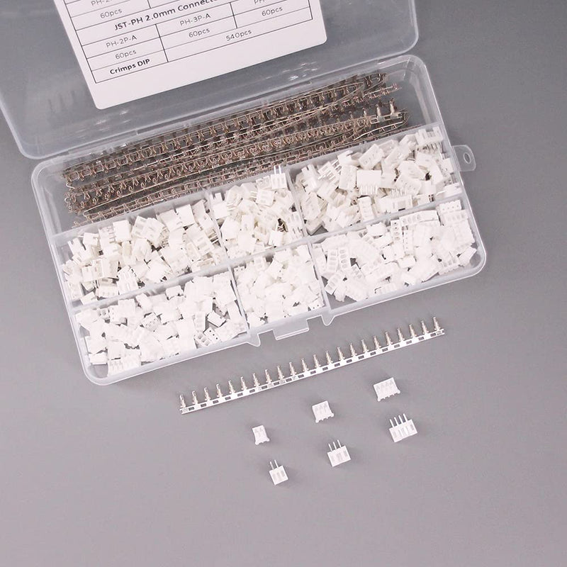 [Australia - AusPower] - RFaha 900pcs JST-PH Kit 2.0mm 2/3/4 Pin Female Head Plug JST Adapter Housing Connector Cable Socket Male Female Crimp DIP Kit(PH#2-4) 