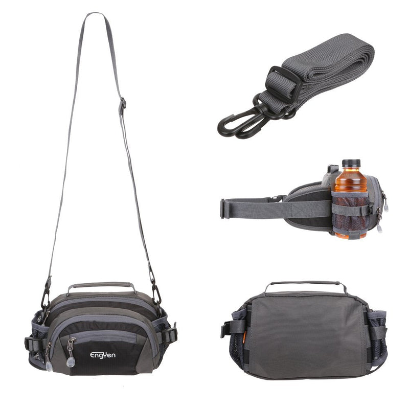 [Australia - AusPower] - ENGYEN Fanny Pack Waist Bag for Women Men, running packs gear with Phone Water Bottle holder Adjustable belt, for Travel Workout Hiking, carrying iPhone money, multi colors… (black) black 