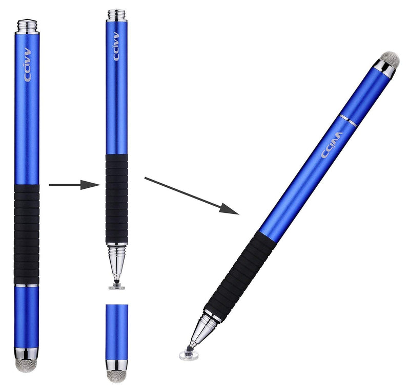 [Australia - AusPower] - CCIVV Stylus Pen Fine Point & Mesh Tip 2 in 1 for Touch Screen Tablet and Cellphone (Pack of 3, Black/Blue/Silver) 3Pcs 