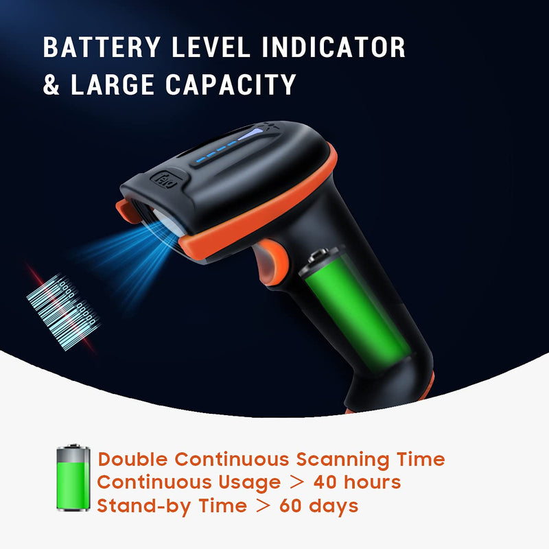 [Australia - AusPower] - Tera Barcode Scanner Wireless and Wired with Battery Level Indicator 1D 2D QR Digital Printed Bar Codes Reader with Stand Portable Handheld Barcode Scanner Compact Plug and Play Model D5100 