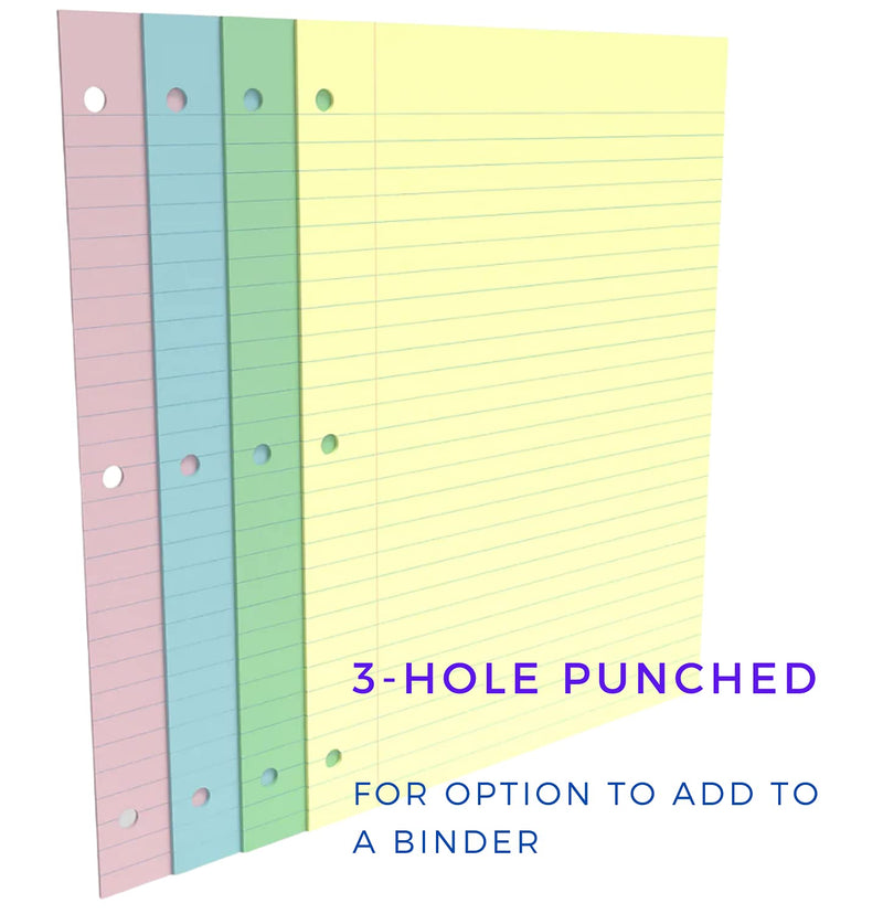 [Australia - AusPower] - 1InTheOffice Wide Filler Paper, Loose Leaf Binder Paper, Pastel, 8"W x 10.5"H, 100/Pack 