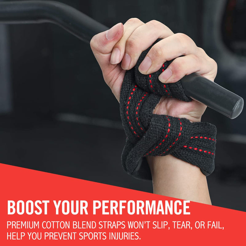 [Australia - AusPower] - OHMY FIT Padded Cotton Power Lifting Straps for Weightlifting, Deadlifting, Powerlifting, and Strength Training. Strong Wrist Straps for Men and Women. 