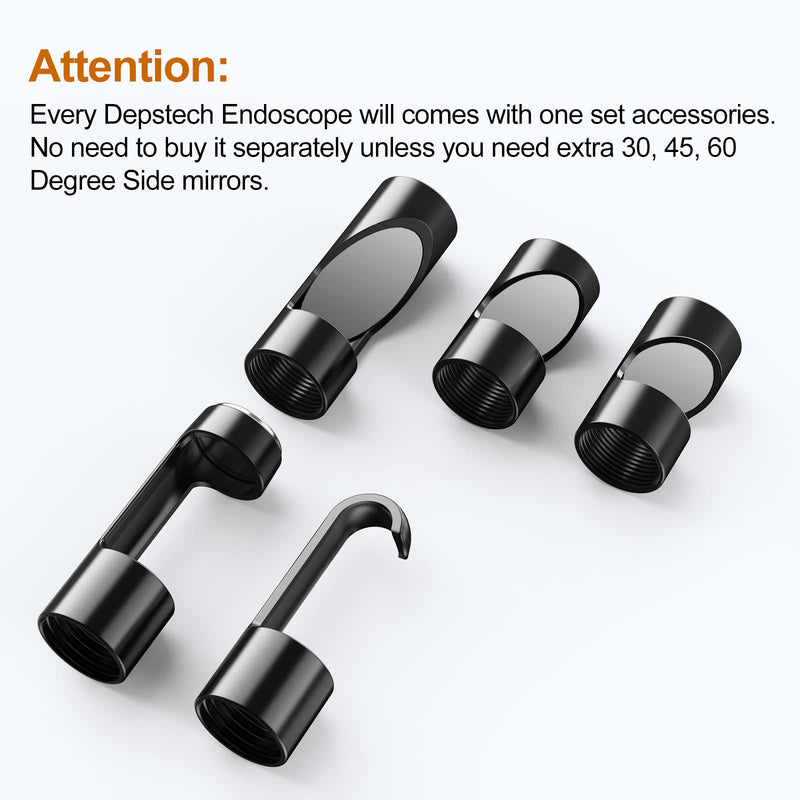 [Australia - AusPower] - DEPSTECH Wireless Endoscope Hook Magnet Side View Mirror Set, Including 30 45 60 Degree Mirror for Depstech WF010 Borescope- Black 