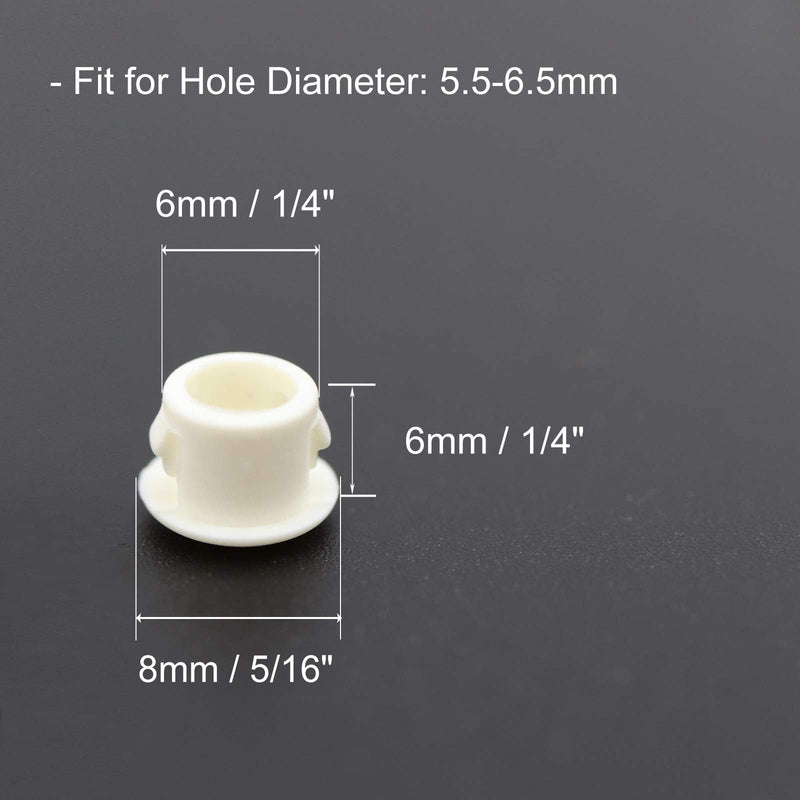 [Australia - AusPower] - VictorsHome Hole Plugs Plastic 6mm (1/4") Fit for 5.5-6mm Diameter Locking Hole Tube Flush Type Panel Plugs Fastener Cover for Kitchen Cabinet Furniture Off White 50 Pcs 6mm(1/4") 