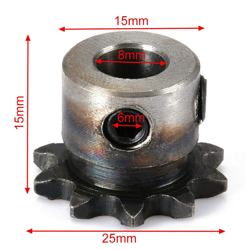 [Australia - AusPower] - Acxico 2Pcs 8mm Bore 10 Teeth 10T Metal Pilot Motor Gear Roller Chain Drive Sprocket 