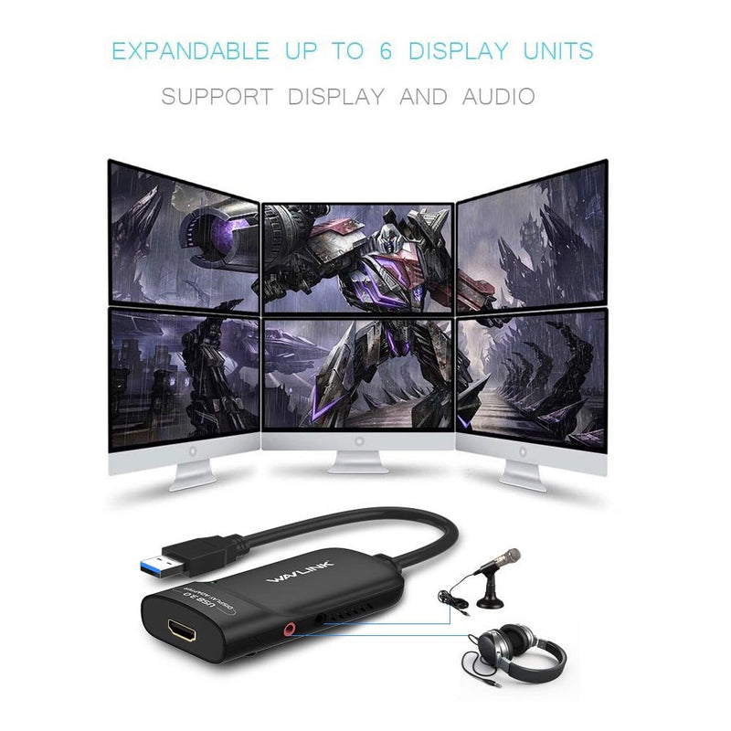 [Australia - AusPower] - Wavlink USB 3.0 to HDMI Universal Video Graphics Adapter with Audio Port Displaylink Chip Supports up to 6 Monitor displays, 2048x1152 External Video Card Adapter Support Windows & Chrome OS USB to HDMI 